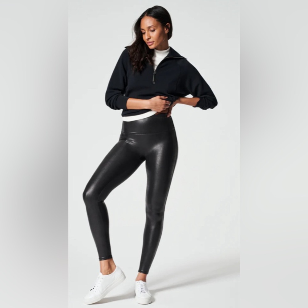 Faux leather black Spanx leggings
